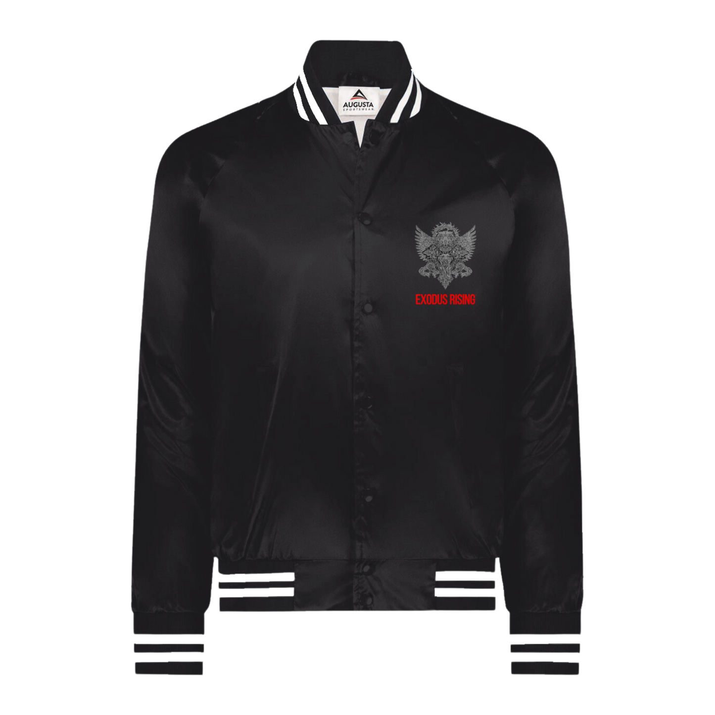 UNISEX JUDGMENT OF CHRIST SATIN BASEBALL JACKET- BLACK