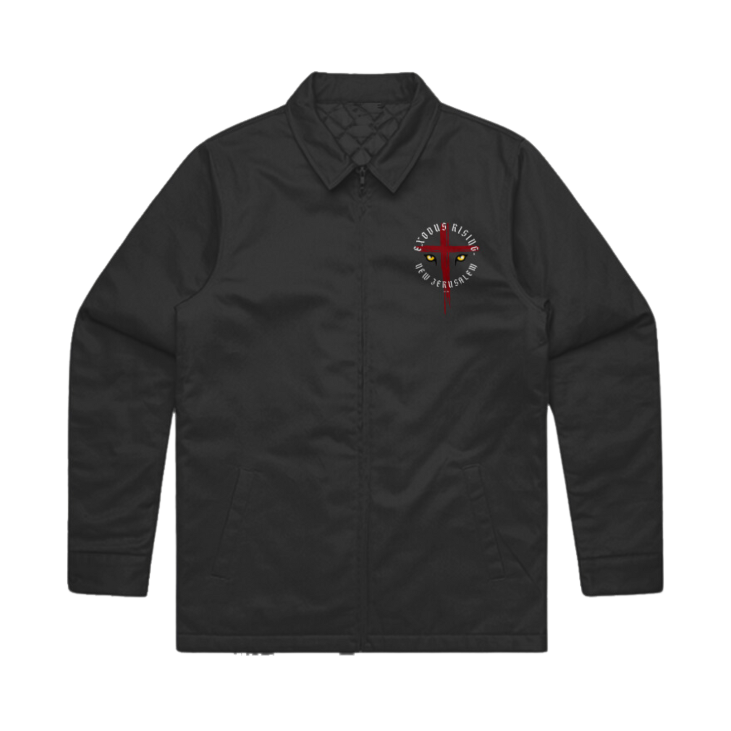 MEN'S EMBROIDERED EYES OF CHRIST HEAVY SERVICE JACKET- BLACK