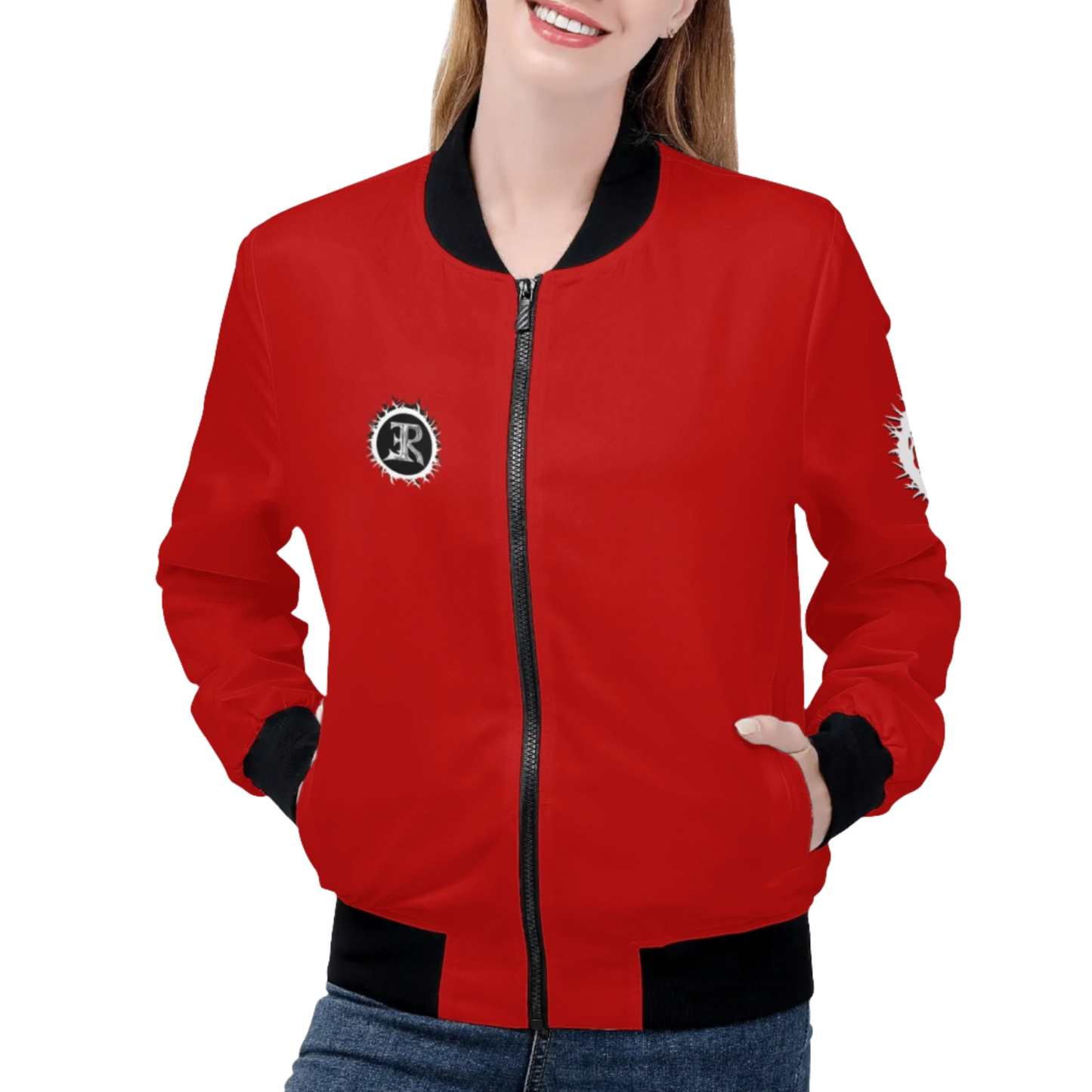 WOMEN'S LIGHTWEIGHT BLOOD OF THE LAMB BOMBER JACKET - RED