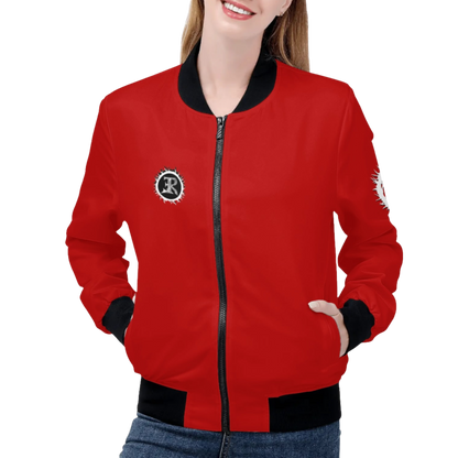 WOMEN'S LIGHTWEIGHT BLOOD OF THE LAMB BOMBER JACKET - RED