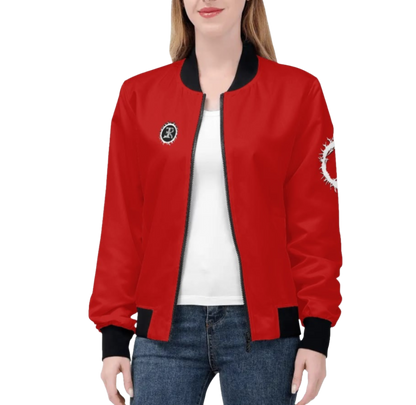 WOMEN'S LIGHTWEIGHT BLOOD OF THE LAMB BOMBER JACKET - RED