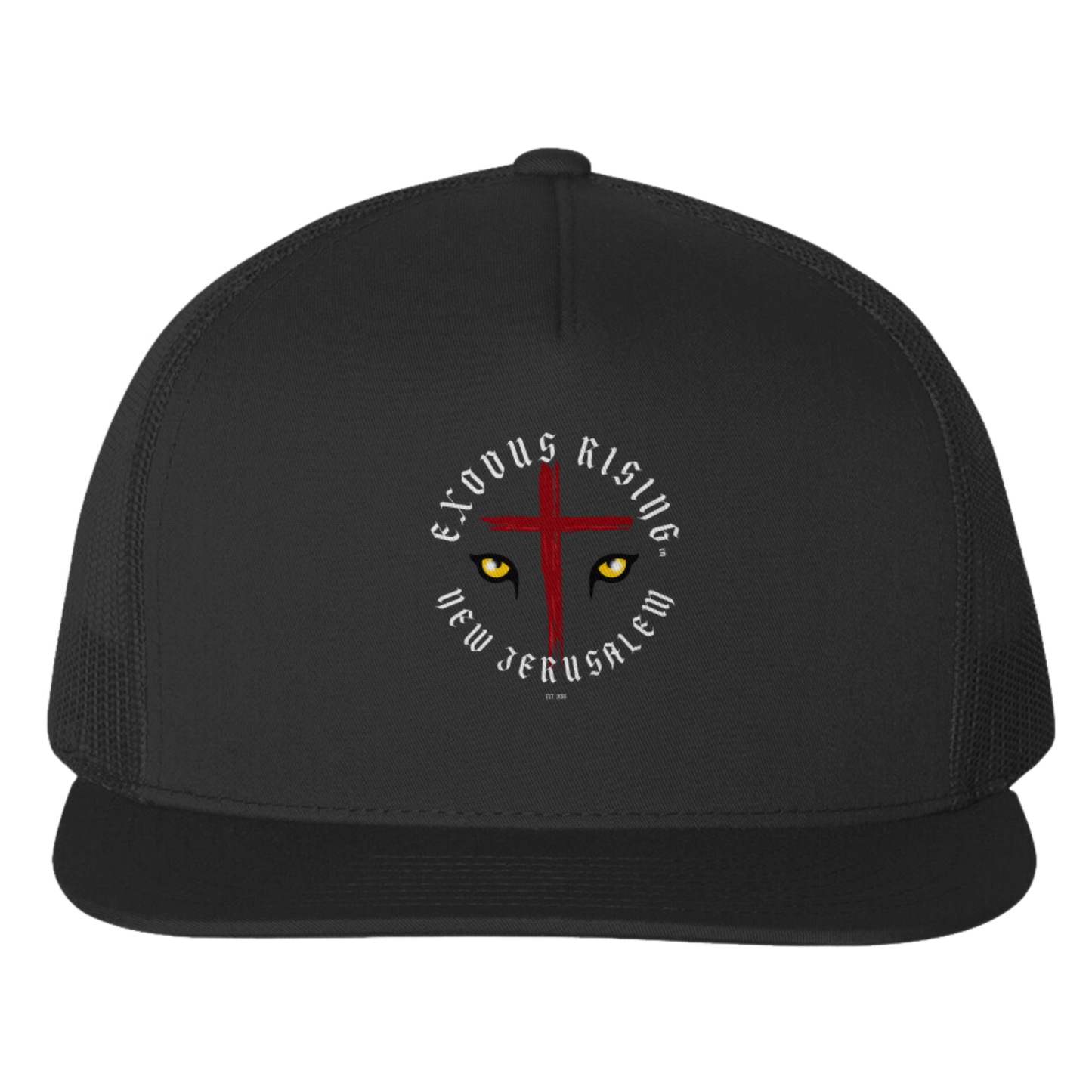 EMBROIDERED EYES OF CHRIST TRUCKER CAP  - BLACK